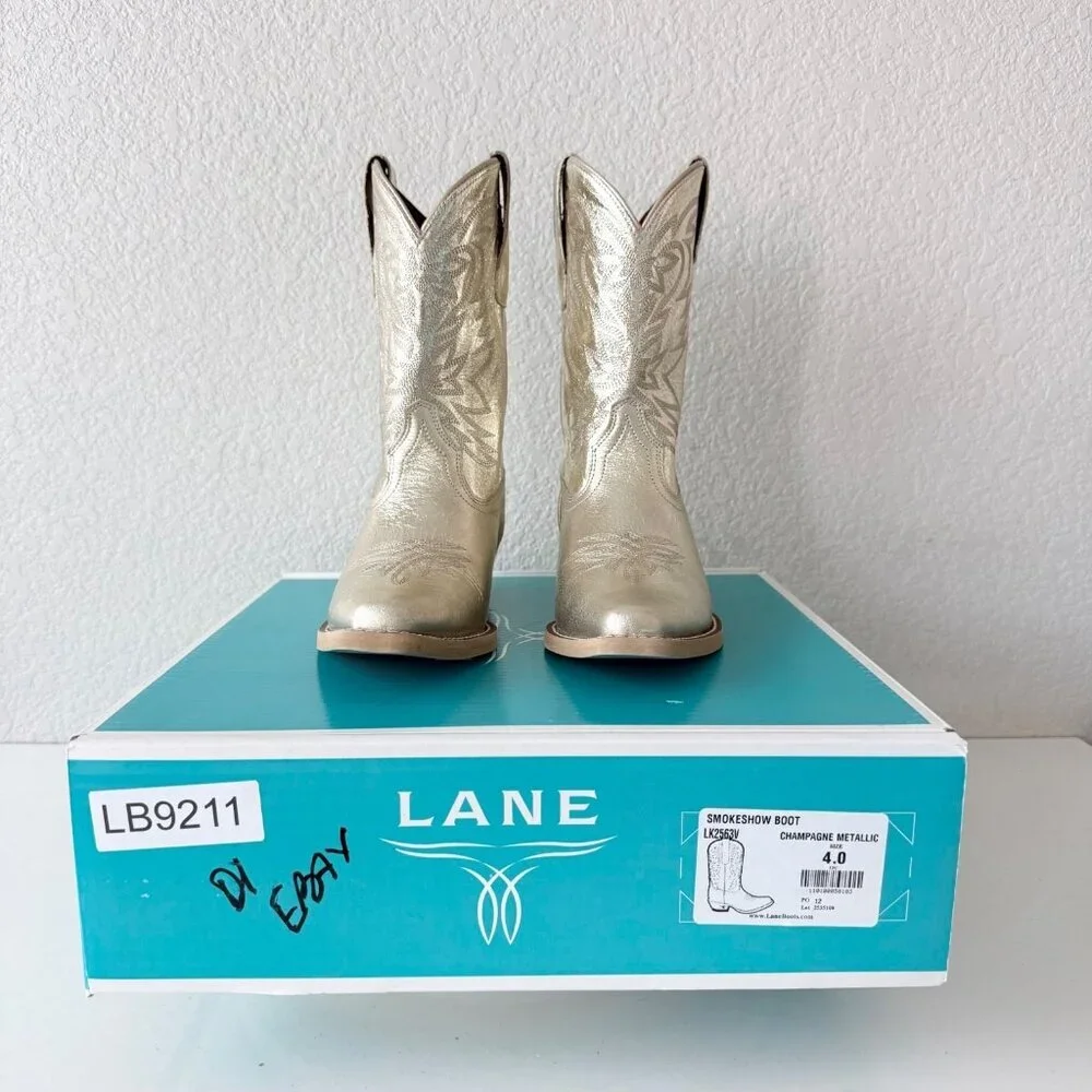 Lane Smokeshow Gold Cowgirl Boots Western Kids Little Girls Childrens Size 4
